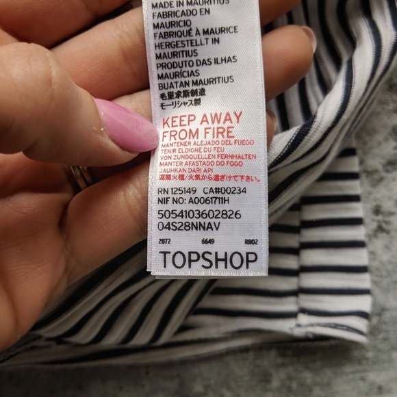 TOPSHOP tie front crop tee blue white stripe 0833 - Picture 6 of 8